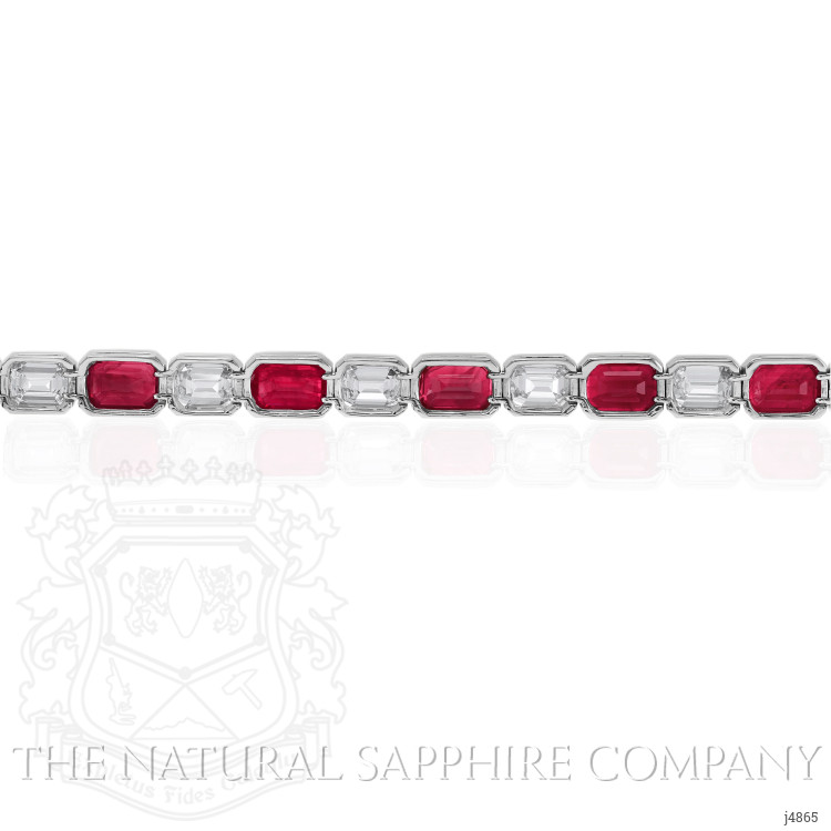 12.69 Ct.Tw. Ruby Natural Diamond Tennis/Line Bracelet, Platinum 950